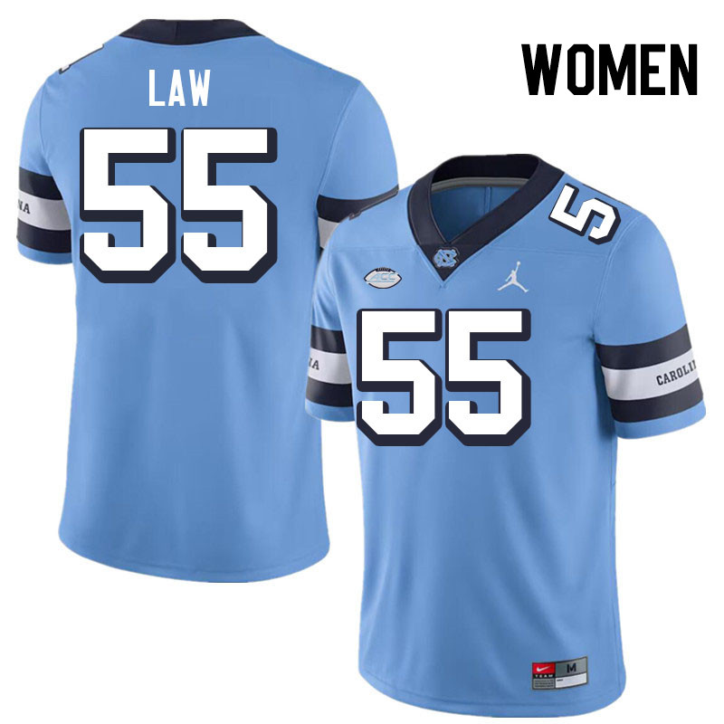 Women #55 Cade Law North Carolina Tar Heels College Football Jerseys Stitched-Throwback